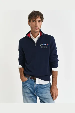 GANT Herre Nautical Flags sweater med halv lynlås (S)