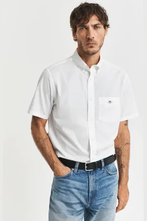 GANT Herre Regular fit klassisk poplin-skjorte med korte ærmer (S)
