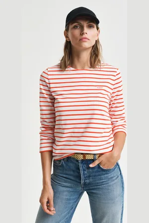 GANT Dame Breton T-shirt med 3/4 længde ærme (XS)