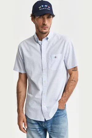 GANT Herre Regular fit klassisk gingham poplin-skjorte med korte ærmer (S)