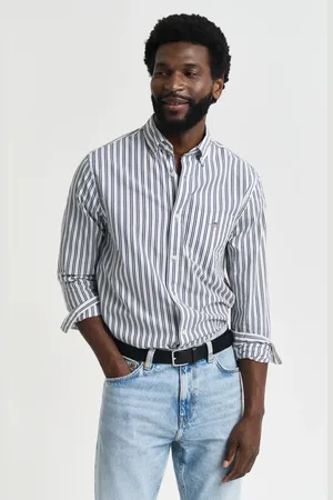 GANT Herre Regular fit stribet klassisk poplin-skjorte (S)