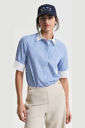 GANT Dame Regular fit stribet skjorte med kontrastfarver (34)