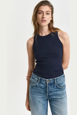 GANT Dame Ribstrikket tanktop med høj hals (XS)