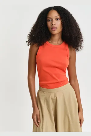 GANT Dame Ribstrikket tanktop med høj hals (XS)