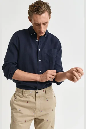 GANT Herre Regular fit garment-dyed hørskjorte (S)