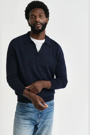 GANT Herre Polosweater af hørblanding (S)
