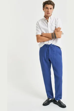 GANT Herre Relaxed fit hørbukser med løbesnor (S)