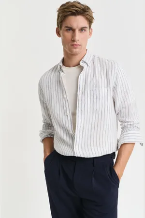 GANT Herre Regular fit stribet skjorte af hør (S)