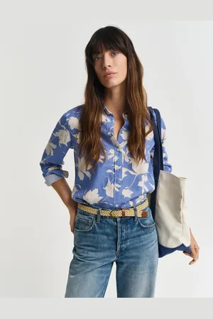 GANT Dame Regular fit skjorte med blomstertryk og hør (32)