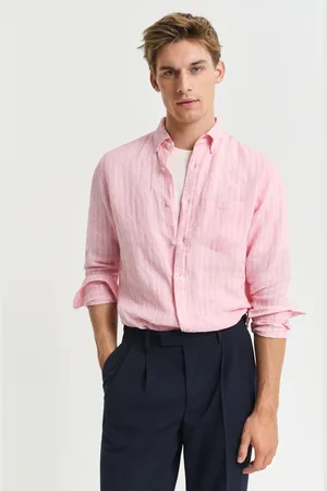 GANT Herre Regular fit stribet skjorte af hør (S)