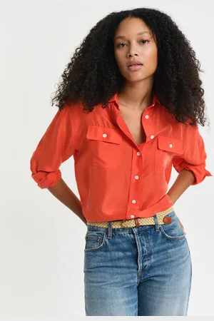 GANT Dame Relaxed fit habotai silkeskjorte (34)