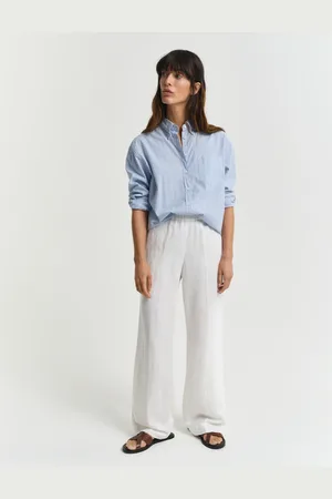 GANT Dame Relaxed fit pull-on bukser i hørblanding (34)