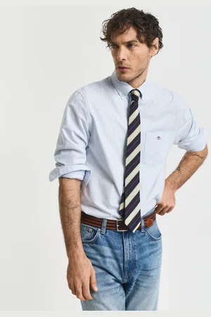 GANT Herre Regular fit klassisk bankerstribet Oxford-skjorte (S)