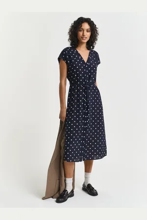 GANT Dame Kaftan-kjole med prikket tryk (34)