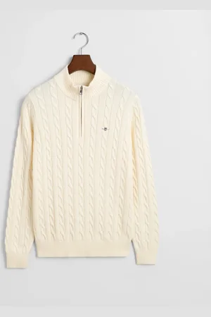 GANT Teens Teens kabelstrikket sweater af bomuld med halv lynlås (134/140)