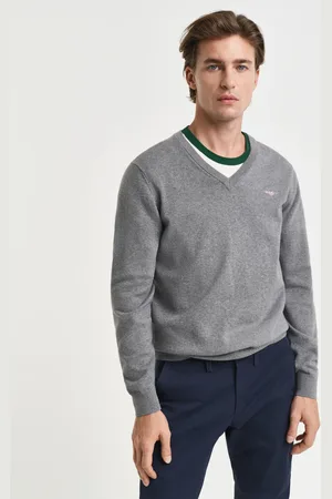 GANT Herre Klassiske sweater i bomuld med V-hals (XS)