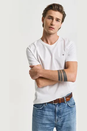 GANT Herre Slim fit Shield T-shirt med V-hals (S)