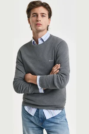 GANT Herre Crewneck sweater af bomuldspiqué (S)