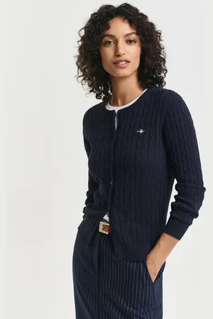 GANT Dame Cardigan af strækbomuld med kabelstrik (XS)