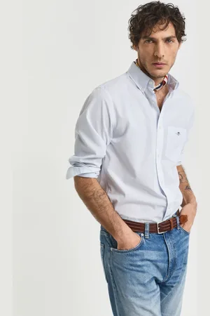 GANT Herre Regular fit klassisk poplin skjorte med bankerstriber (S)