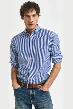 GANT Herre Regular fit klassisk stribet poplin-skjorte (S)
