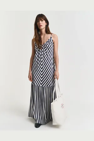 GANT Dame Chevron-stribet maxi kjole (34)