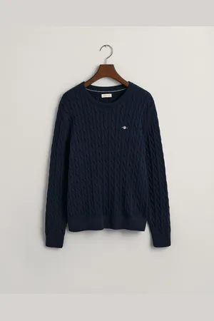 GANT Teens Teens Shield crewneck sweater af bomuld med kabelstrik (134/140)