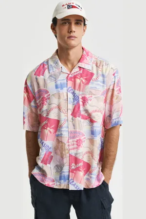 GANT Herre Relaxed fit kortærmet skjorte med resort-tryk (S)