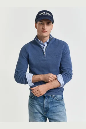 GANT Herre Bomuldspiqué sweater med halv lynlås (XS)