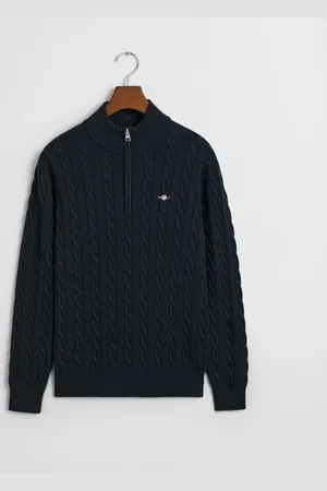 GANT Teens Teens kabelstrikket sweater af bomuld med halv lynlås (134/140)