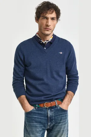 GANT Herre Klassiske sweater i bomuld med V-hals (S)