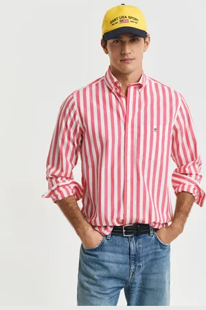 GANT Herre Regular fit stribet klassisk poplin-skjorte (S)
