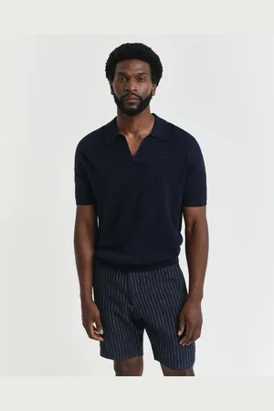 GANT Herre Kortærmet polosweater af hørblanding (S)