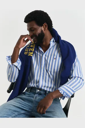 GANT Herre Regular fit stribet klassisk poplin-skjorte (S)