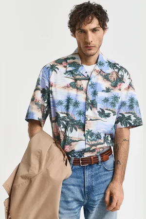 GANT Herre Relaxed fit skjorte med ferieø-tryk (S)