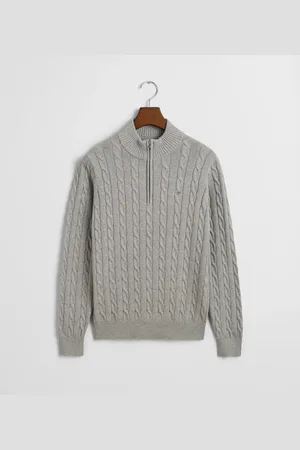 GANT Teens Teens kabelstrikket sweater af bomuld med halv lynlås (134/140)
