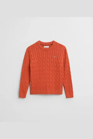 GANT Børn Kids Shield crewneck sweater af bomuld med kabelstrik (92)