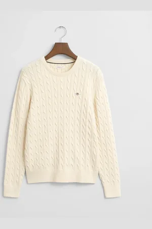 GANT Teens Teens Shield crewneck sweater af bomuld med kabelstrik (134/140)