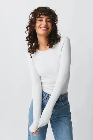 Gina Tricot Basic long sleeve top - Langærmede toppe - Grå - XXS - Dame