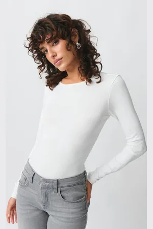 Gina Tricot Basic long sleeve top - Langærmede toppe - Hvid - XXS - Dame