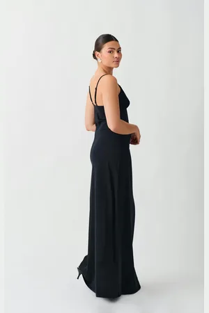Gina Tricot Twisted strap dress - midi kjoler - Sort - XS - Dame