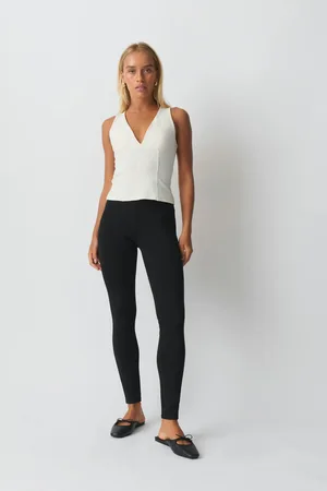 Gina Tricot Punto di roma leggings - Leggings - Sort - XXS - Dame