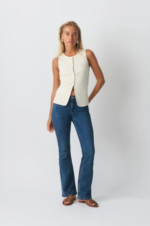 Gina Tricot Low waist bootcut jeans - Low waist jeans - Blåt - 46 - Dame