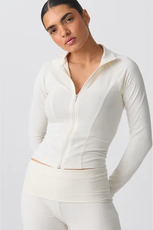 Gina Tricot Soft touch zip jacket - Trøjer - beige - XXS - Dame