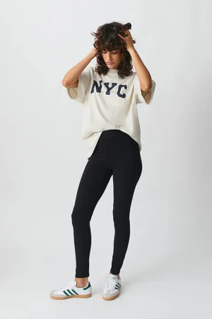 Gina Tricot Basic long leggings - Leggings - Sort - S - Dame