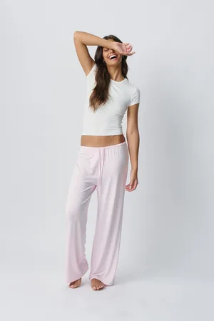 Gina Tricot Drawstring wide trousers - Vide bukser - Pink - XS - Dame