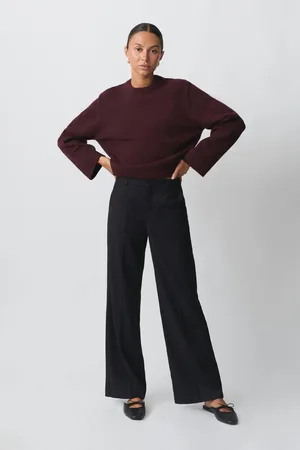 Gina Tricot Wide leg suit trousers - Habitbukser - Sort - 32 - Dame
