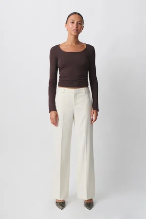 Gina Tricot Wide leg suit trousers - Habitbukser - beige - 34 - Dame