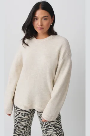 Gina Tricot Crew neck knitted sweater - Striktrøjer - Hvid - XS - Dame