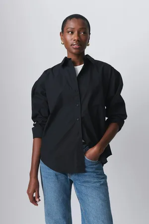 Gina Tricot Poplin shirt - Skjorter - Sort - XS - Dame